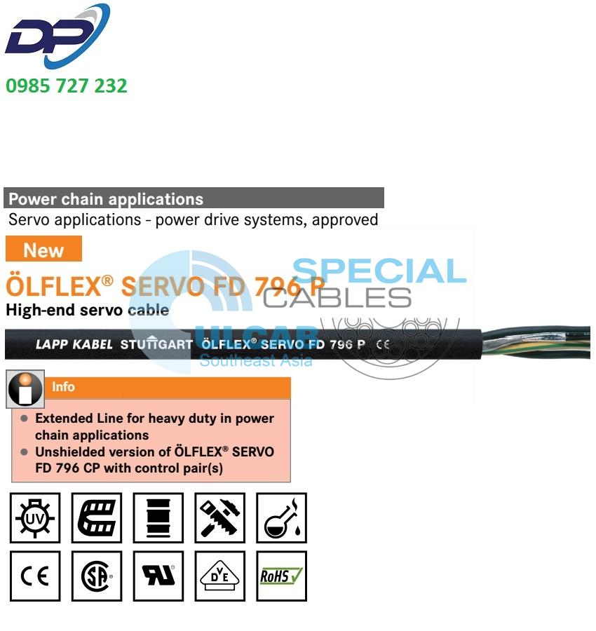 Lapp Kabel 0027950 16/4C FD 796 CP Continuous Flex Shielded Servo Cable – 10ft